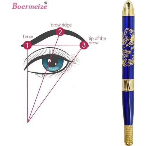 Tattoo Manual Pen Kits Eyebrow Lip Eyeliner Permanent Makeup Microblading 3D Embroidery Phoenix Pattern 10Pcs Makeup Needles Set