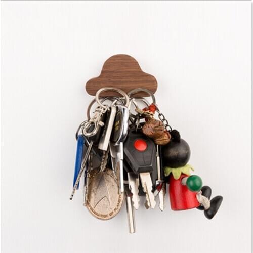 Wood Wulnut and Beech Adhesive Wall Hooks Magnetic Key Wall Holder Magnet Key Holder Hanger