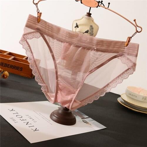New Summer sexy lace panties transparent mesh low waist temptation briefs soft high-quality seamless quick-drying panties women