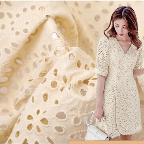 New Color Fashion Circle Flower Embroidery Full Cotton Fabric Home Curtain Decoration Cloth