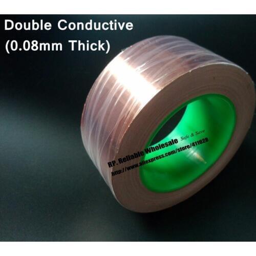 100mm*30M*0.08mm thick Single Sticky, Double Sided Conductive Copper EMI Shielding Foil Tape fit for Transformer, Cellphone
