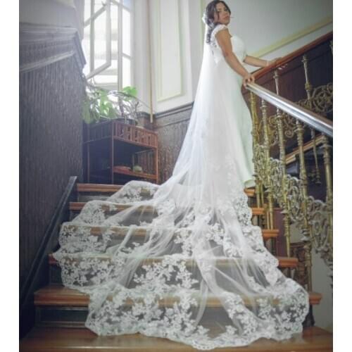 138" Long,110"Wide White/ Ivory 1 Layer Cathedral Wedding Veil Lace Bridal Veil Velo de novia bridal accessories