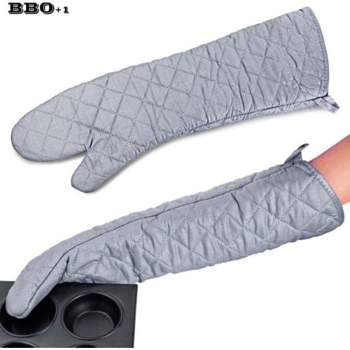Oven Gloves Long Cotton Oven Mitts BBQ Glove Kitchen Accessories 23 Inch 58cm Heat Resistant Anti-hot Baking Gloves Cooking Tool