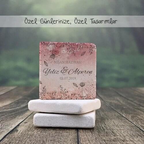 Personalized Natural Stone Magnet - 30 Pcs-Pink Design 362095472