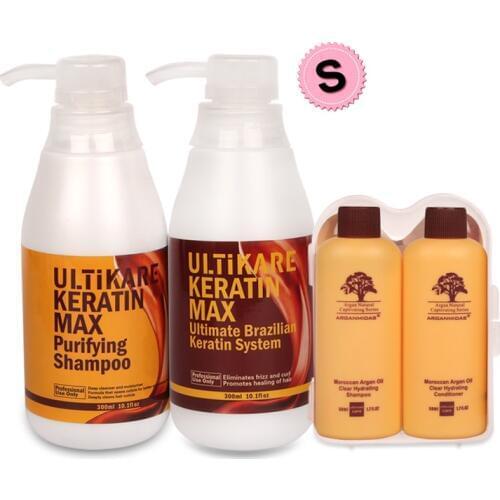 Professional 300ml Ultikare Keratin straight hair treatment+300ml Purifying Moisturizing Damaged Shampoo+Travel Hair Care Set