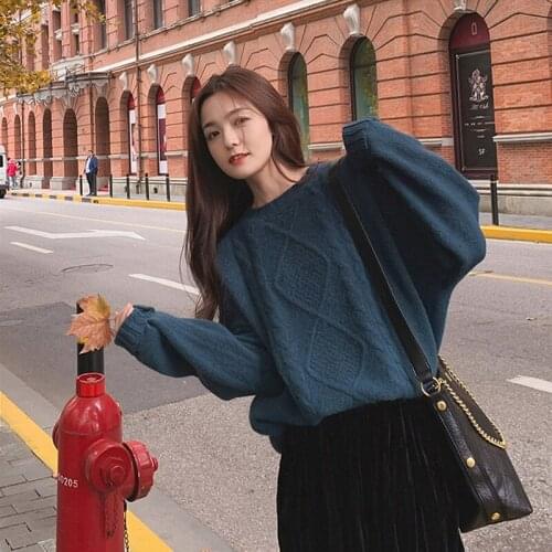 Pullover Sweater Women Autumn Long Sleeve Christmas Sweater Winter Thick Pullover Knitted Loose Sweaters