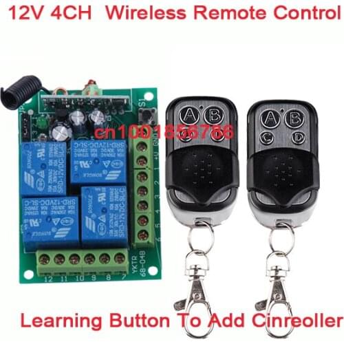 RF Wireless Remote Switch Control 12V 4Channels (4 Relays)1 Receiver & 2Transmitters Toggle /Latched /Momentary