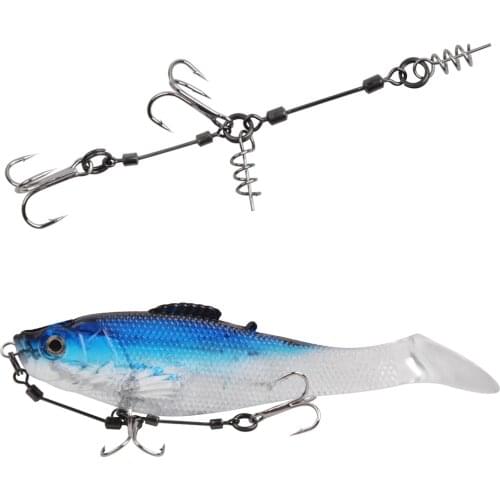 1Pcs Fishing Hook Rig Stinger Fishing Lure Shallow Rig Treble Hooks With Pike Center Pin Swivels Connector For Soft Baits