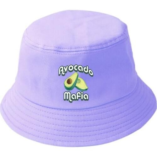 2020 Avocado Kawaii Harajuku Hat Ullzang Funny Cartoon Hats Fashion Cute Anime Bucket Hat Unisex Casual Cap Purple Fisherman Hat