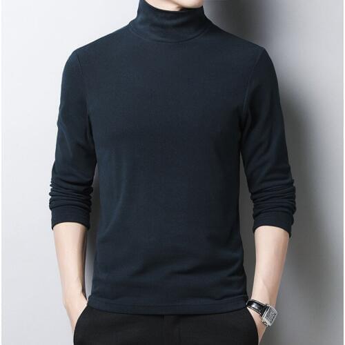 New Sweater High Quality Men Autumn Winter Turtleneck Warm Wool Sweaters Classic Pure Color Pullover Men Knitwear Pull Homme