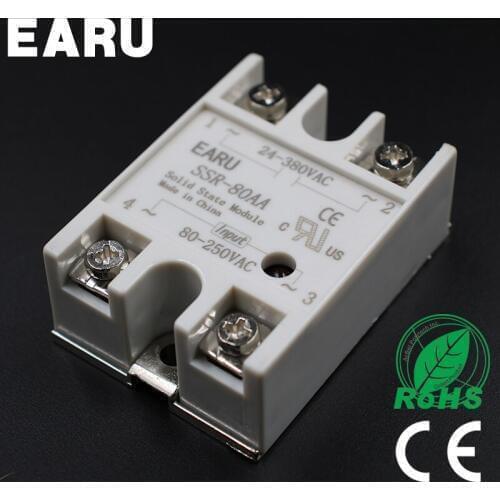 Solid State Relay Module SSR-80AA SSR-80 AA SSR 80A 80-250VAC Input to 24-380VAC Output Industry Control