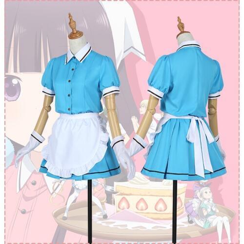 Anime Blend S Cosplay Costume Hinata Kaho Kanzaki Hideri Maid Uniforms Dress Apron Headwear Gloves Stockings Sets