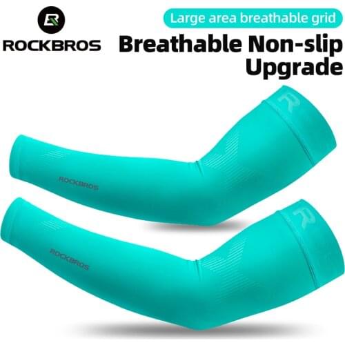 ROCKBROS Bike Arm Sleeves Summer Sun Protection UPF50 Anti-UV Widened Anti-slip Stripe Breathable Running Cycling Arm Cover Cuff