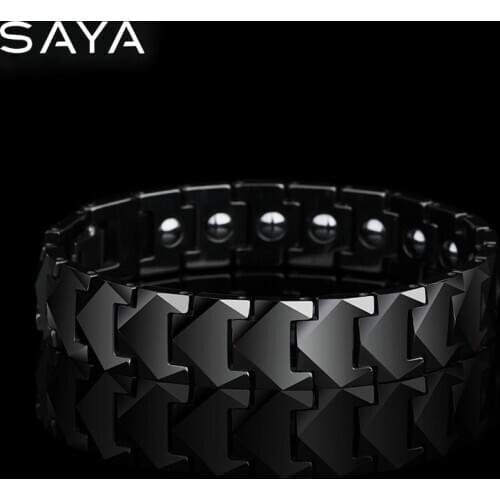 Tungsten Links Bracelets for Men High Polished Inlay Health Magnetic Stones Three Color, Free Shipping, Customized