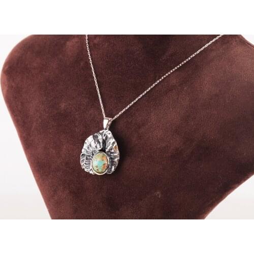 UM US JEWELRY Turquoise Gemstone 925 Sterling Silver Necklace