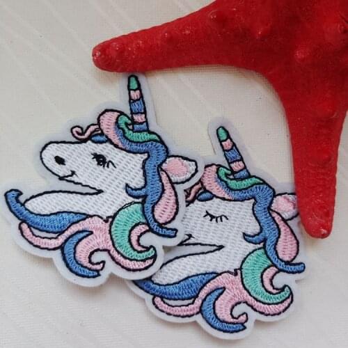 20 PCS Unicorn Animals parches Embroidered Iron on Patches for Clothing DIY Stripes Clothes Stickers Custom Badges 5.5*6.5 CM