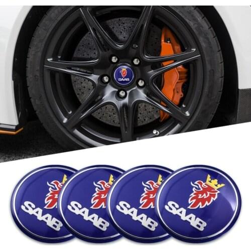4Pcs 56mm Car Center Hub Cap Wheel Sticker Accessories Car Emblem Badge Decal For Saab 93 93X 95 96 94X 92X 99 9X 9000 900