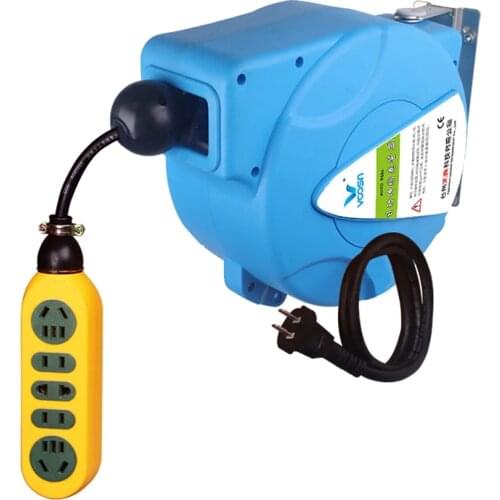 10M Automatic Retractable Power Cable Reel Wire Telescopic 1.5MM2 Cable Drum Electric Cable Reel Power Supply Hose Reel 3000W