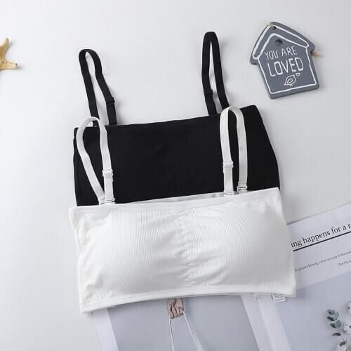 1PC Women Fashion Sexy Bra Lace Casual Crop Top Strapless Seamless Bra Solid Padded Bras Bralette