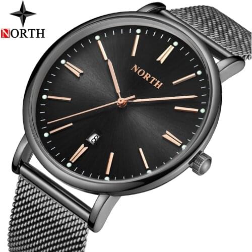 NORTH Luxury Brand Men Fashion Stainless Steel Watches Business Quartz Watch Men Sport Waterproof Watches Male Relogio Masculino