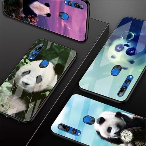 Animal Panda Tempered Glass Phone Case For Huawei honor 8X 9 10i 20i 20Lite 20Pro 30 Pro Cover Shell
