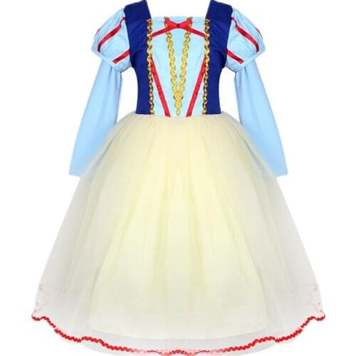 FINDPITAYA Girls Snow White Dress Up Clothes Girl Long Sleeve Costume Hallowee Kids Cosplay Party Bow Dresses