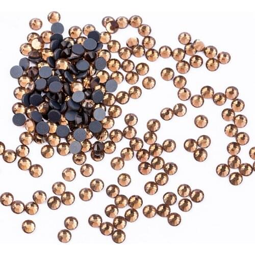 Hot Fix Rhinestones Top Quality Smoked Topaz 6 Sizes Shiny Crystal Glass Strass DIY For Crafts Iron On Garment Fabric 1440 Pcs