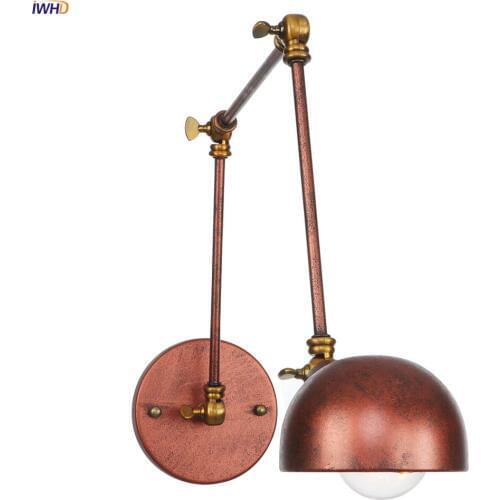IWHD Loft Industrial Retro Wall Lights For Home Lighting bedroom Stair Mirror Light 3 Swing Long Arm Wall Lamp Vintage LED