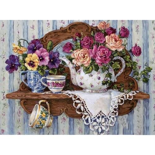 KEXINZU Full Square/Round Drill 5D DIY Diamond Painting "flowers & cup" 3D Embroidery Cross Stitch 5D Decor Gift Y6456053