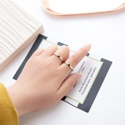 Kissme Minimalist Stainless Steel Finger Rings For Women Delicate Crystal Inlay Rose Gold Color Rings 2021 New Fashion Jewelry