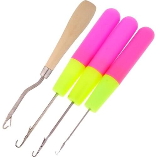 4 Pieces Latch Hook Crochet Needle Craft Tool for Micro Braids Dread Maintenance