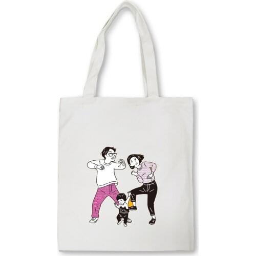 Lovely Family Friend Print Canvas Bag Art Women Shoulder Bags Shopping Bag Tote Crossbody Bags Casual Handbag for Women Bag
