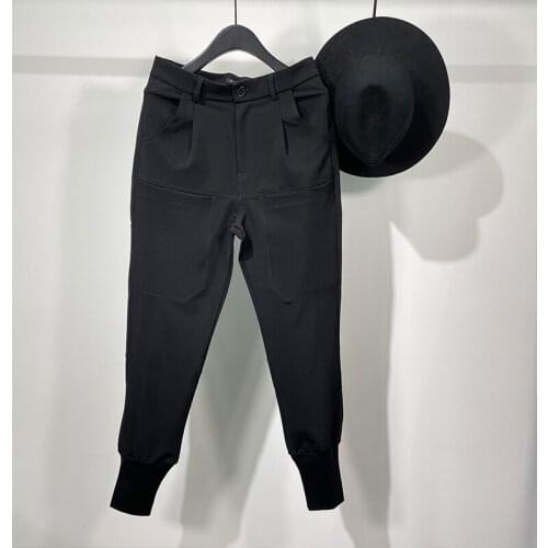 Owen Seak Men Casual Pencil Pants High Street Wear Mens Clothing England Sweatpants Preppy Autumn Winter Cross Black Pants