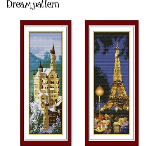 German swan stone castle cross stitch kit cotton silk Aida count 14ct 11ct print embroidery DIY handmade needlework supplies