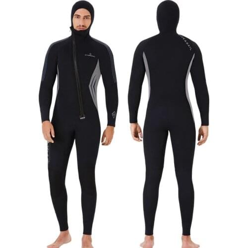 5mm Neoprene wetsuit One piece long-sleeved Scuba diving suit men spearfishing snorkeling surfing winter thick thermal swimwear