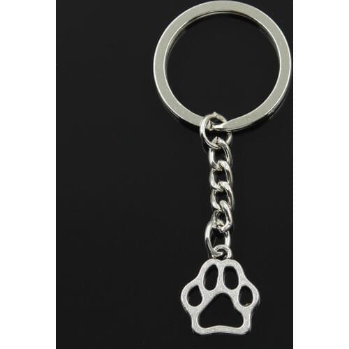 New Fashion Keychain 19x17mm Dog Bear Paw Pendants DIY Men Jewelry Car Key Chain Ring Holder Souvenir For Gift