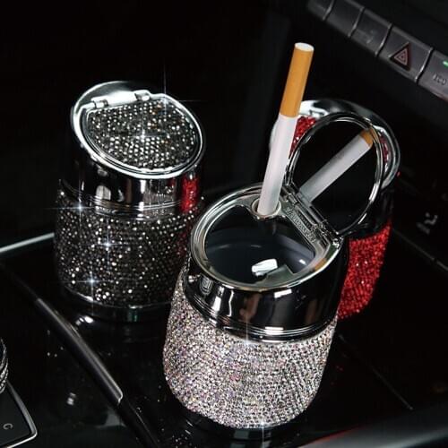 Portable Multifunction Diamond Home With Lid Ashtray for Car Auto Accessories Decoration