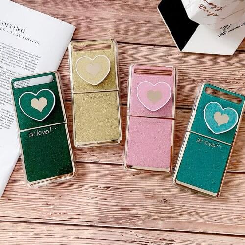 Luxury Glitter Bling Love Soft TPU Phone Case For Samsung Galaxy Z flip Case SM F700F Galaxy Z Flip Cover With Stand Holder