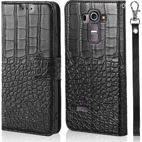 Luxury Crocodile skin Wallet Phone Case For LG G4 H818 H810 VS999 F500 Case for LG H811 H815 Flip Leather Cover With Strap