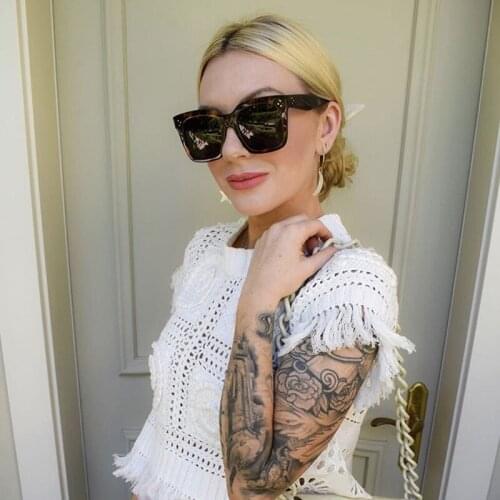 2021 New brand design mens square frame fashion sunglasses retro big frame women trendy sunglasses UV400 Oculos De Sol