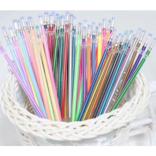 100 pcs/Set 100 Colors Gel Pen Refill Rod Multi Flash Colored Painting Gel Ink Pens Refills for Painting Graffiti Stationery