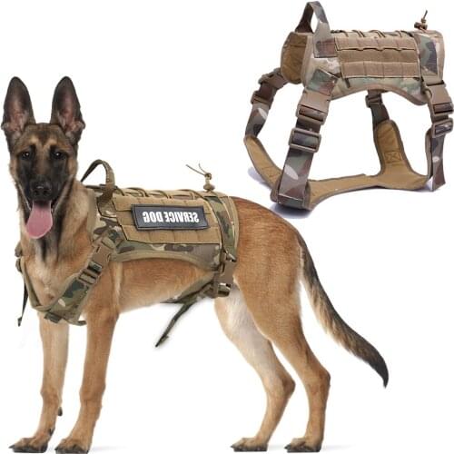 Tactical Dog harness and leash set German Shepherd Pet Dog Harness Vest Nylon Bungee Dog Leash Harness For Small Large Dogs
