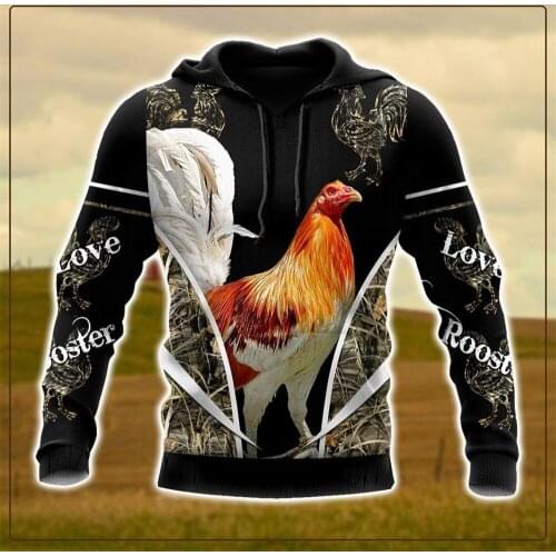 3D All Over Printed Autumn Men Zip Hoodies Love Rooster Tattoo Unisex Casual Pullover Hoodie Streetwear Sudadera Hombre DW0593