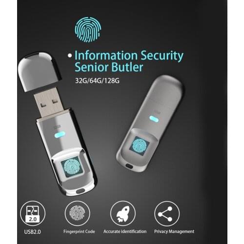 USB2.0 Zinc Alloy Fingerprint Code Accurate Identificaiotn Privacy Management U Disk 32G/64G/128G Optional