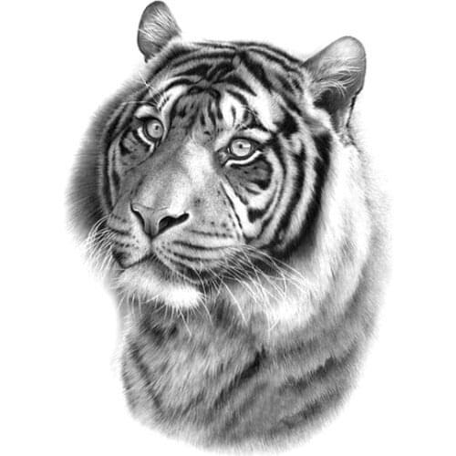 Waterproof Temporary Tattoo Sticker Black Tiger Pattern Realistic Fake Tattoos Flash Tatoo Arm Large Size Body Art for Women Men