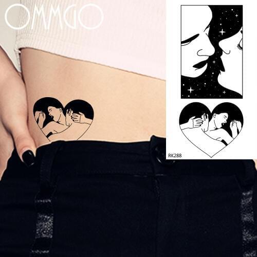 Adult Sexy Kiss Haert Star Temporary Tattoos Paste Paper Body Art Arm Beck Fake Tatoo For Men Women Disposable Tattoo Sticker