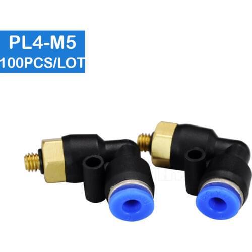 HIGH QUALITY 100Pcs of PL4-M5 free shipping, M5 Male Thread to 4mm Elbow Pneumatic Connector pneumatic fittings