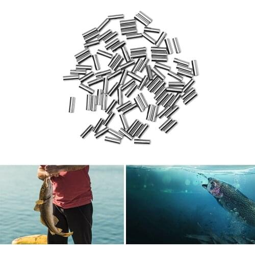 100Pcs 1.0mm-2.8mm Aluminum Crimp Sleeve Copper Round Single Copper Fishing Line Tube Line Tube Hook Connector Fishing Tools