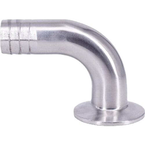 12.7/16/19/25/32/38/45/51/57/63/89/102/108mm Hose Barb 1.5"-4" Tri Clamp 90 Deg Elbow SUS304 Stainless Sanitary Fitting