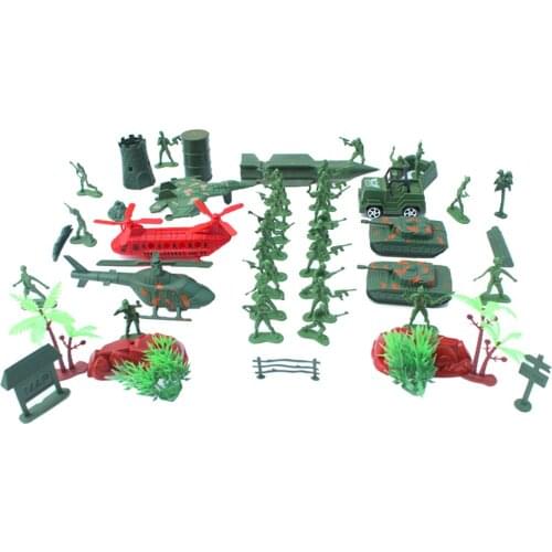 52 Pieces Men Playset 4cm Soldier Action Figures with Tanks Planes Flags & More Accessories